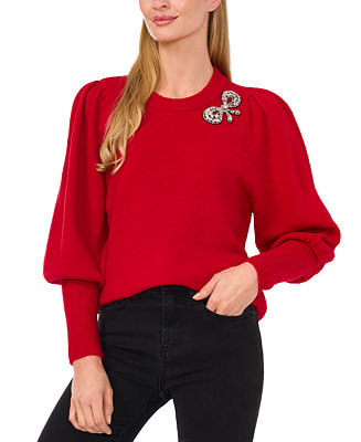 CeCe Women's Rhinestone Bow Crew Neck Sweater - Macy's | Macy's