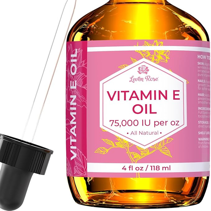 Vitamin E Oil by Leven Rose 75,000 IU per oz 100% Natural, Organic, Pure Vitamin E Oil for Skin, ... | Amazon (US)