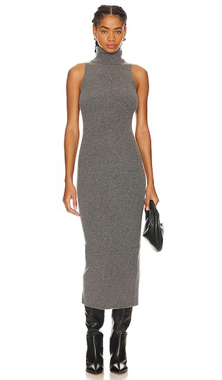 Rib Sleeveless Turtleneck Sweater Dress in Heather Grey | Revolve Clothing (Global)