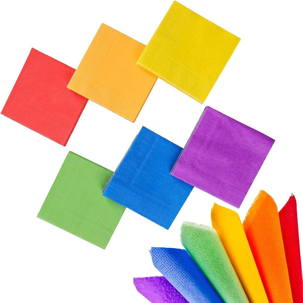 Whaline 120 Pieces Rainbow Cocktail Napkin Bright Beverage Luncheon Paper Napkins 2 Ply for Gay P... | Amazon (US)