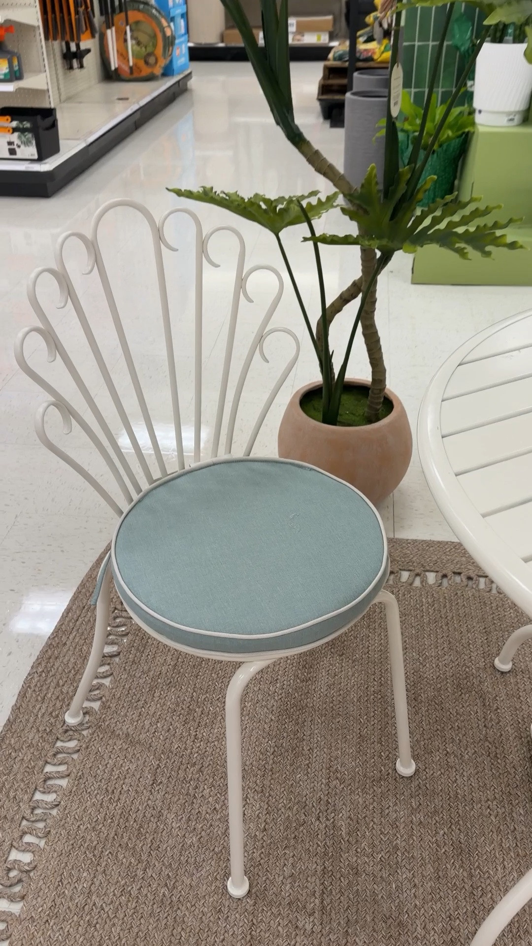 Coastal patio find at Target! 🎯 The new Threshold designed with Studio McGee Shell Dining Chairs are such a cute outdoor addition with their playful shell silhouette and crisp white finish. 😍 Paired with blue cushions, they give the space such a fresh, beachy feel for summer. 🩵 A fun designer-inspired patio set that looks way more expensive than it is. Linked them here! 🐚 #OutdoorChair #OutdoorFurniture #TargetFind