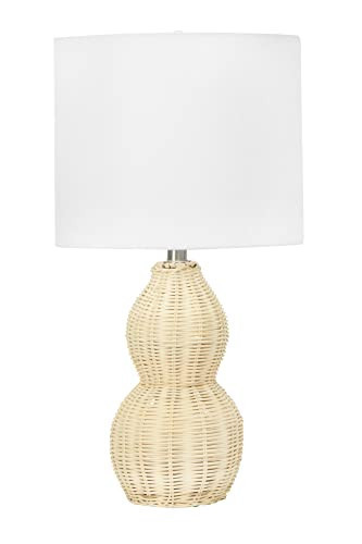 Creative Co-Op Boho Sculptural Woven Rattan Table Lamp with White Linen Shade, Natural | Amazon (US)