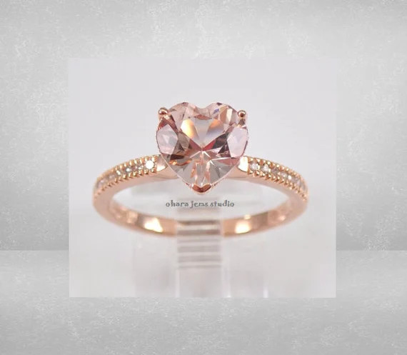 Heart Diamond Ring,heart morganite ring,luxury women ring,wedding ring,bridal ring,halo ring,gift... | Etsy (US)