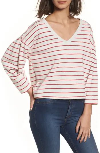 Women's Bp. Drop Shoulder Stripe Sweater, Size XX-Small - Beige | Nordstrom