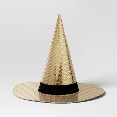 Sequins Witch Hat Halloween Tabletop Fabric Decor with Champagne Gold: 12" Prop - Hyde & EEK! Boutique™ | Target