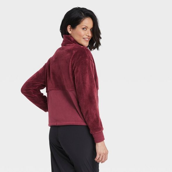 Women's Snap Front Cozy Sherpa Pullover Sweatshirt - All in Motion™ | Target