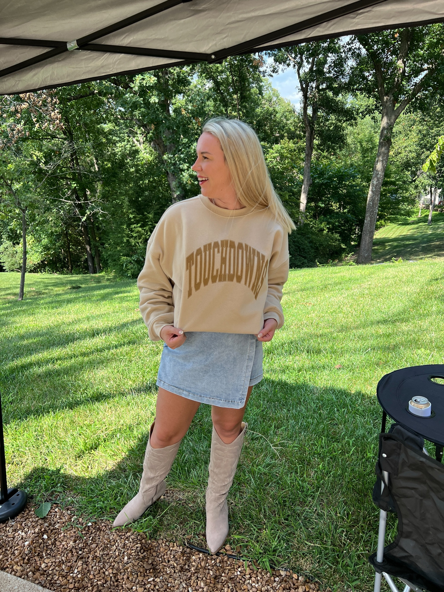 Neutral gameday outfit idea! Would work for any team and the skort is super stretchy! College football outfit idea, college game day style  

#LTKstyletip #LTKfindsunder50 #LTKSeasonal