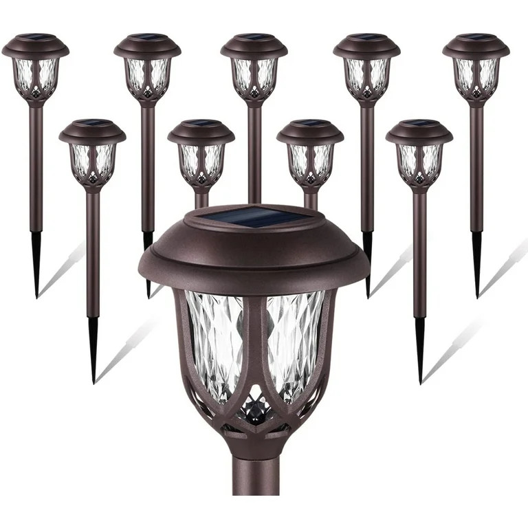 10 Pack Solar Lights Outdoor Decorative, Solar Pathway Lights Outdoor, Solar Powered Garden Yard ... | Walmart (US)