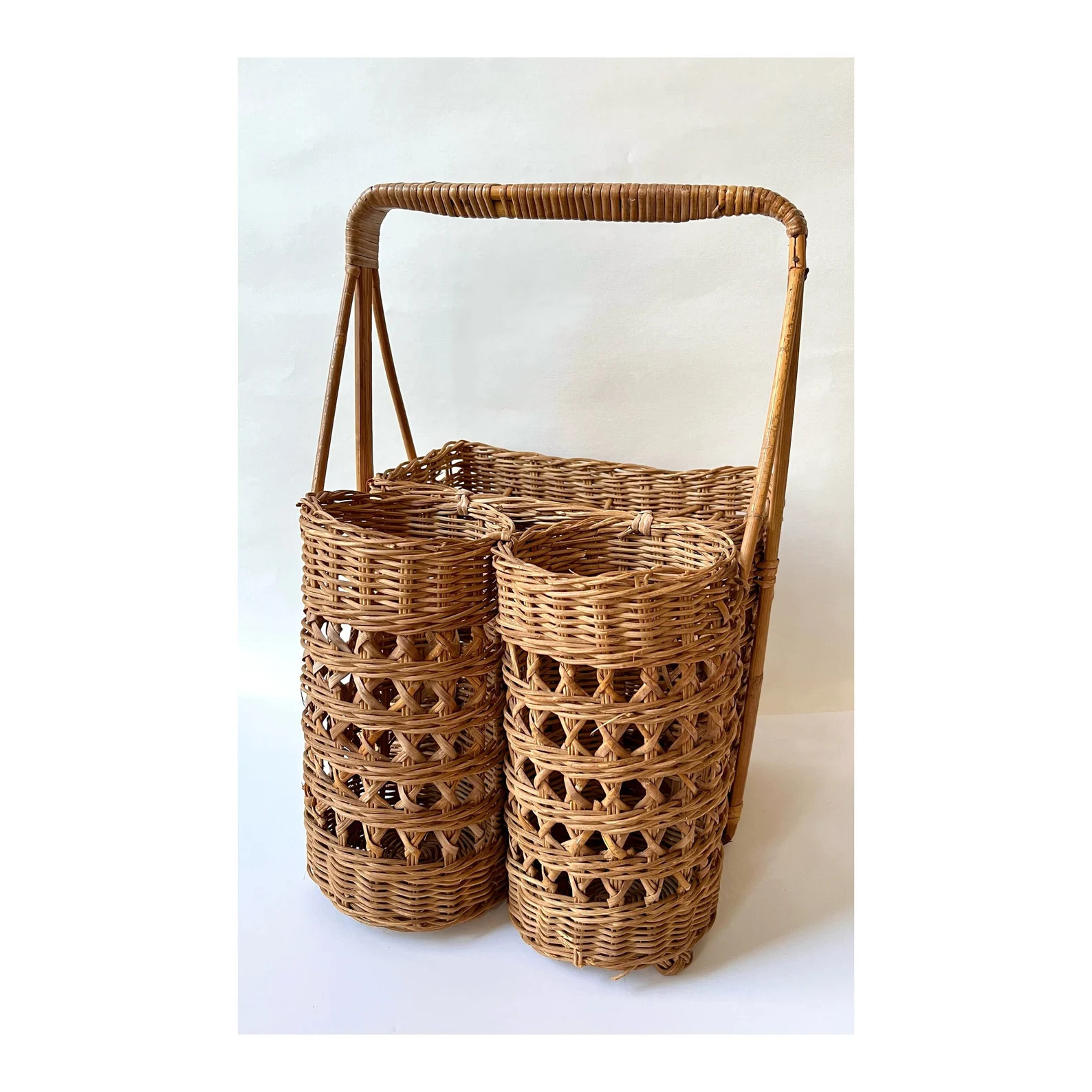 Vintage Wine Caddy With Handle. Bamboo / Wicker/ Rattan Woven | Etsy | Etsy (US)