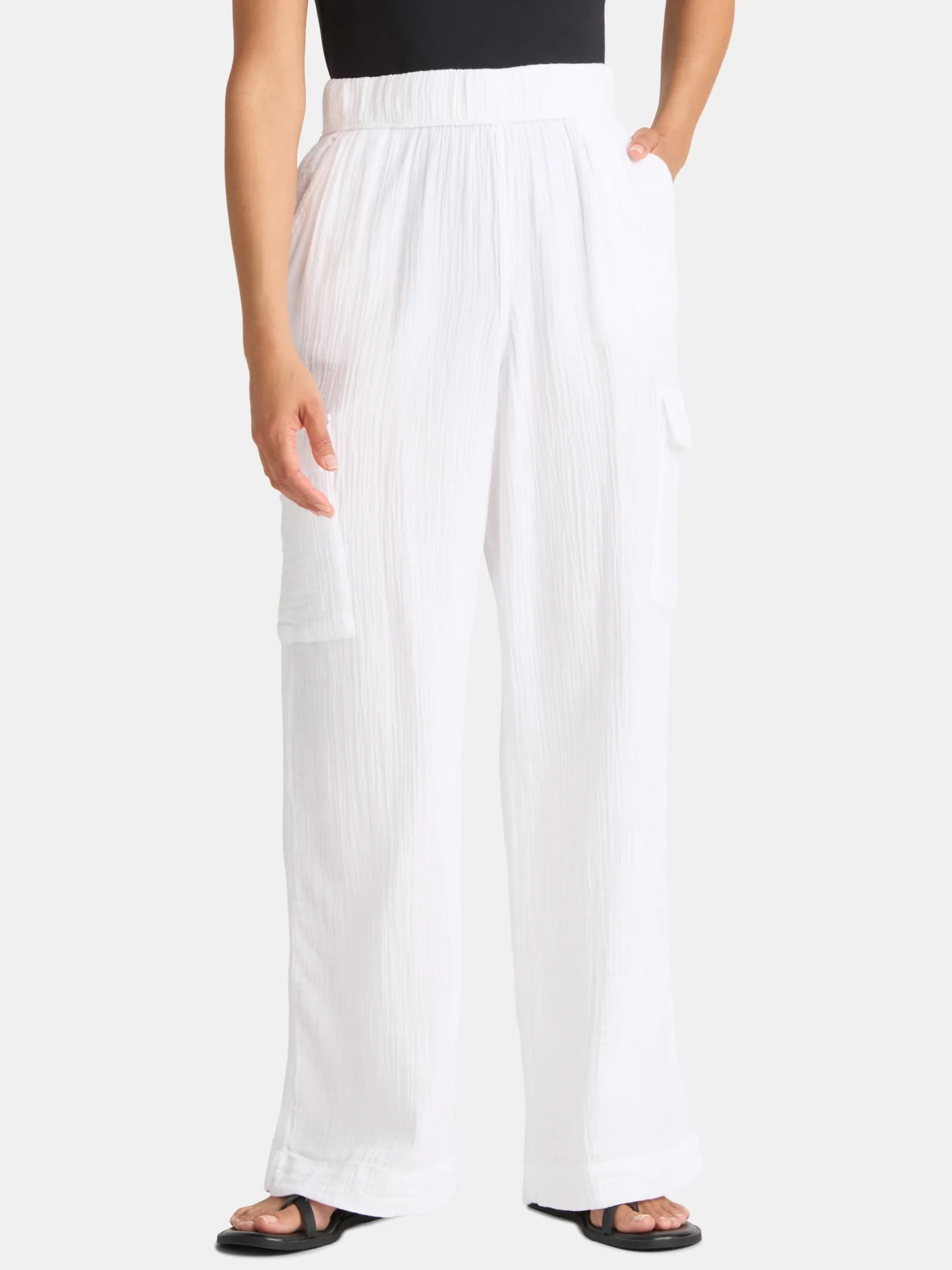 Time and Tru Women's and Women's Plus Cotton Double Cloth Cargo Pants, Sizes XS-XXXL | Walmart (US)