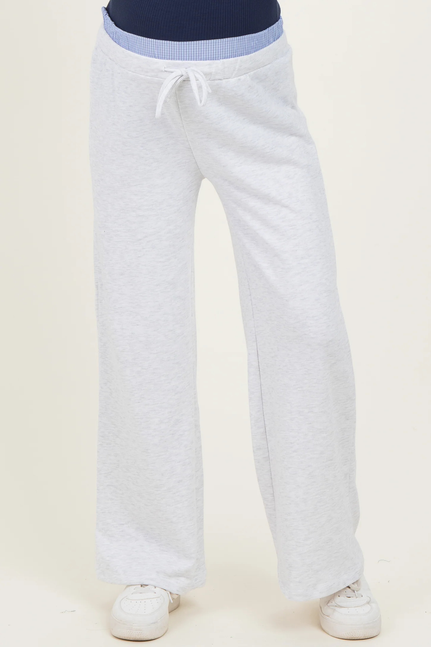 Heather Grey Contrast Waistband Maternity Lounge Pants | PinkBlush Maternity