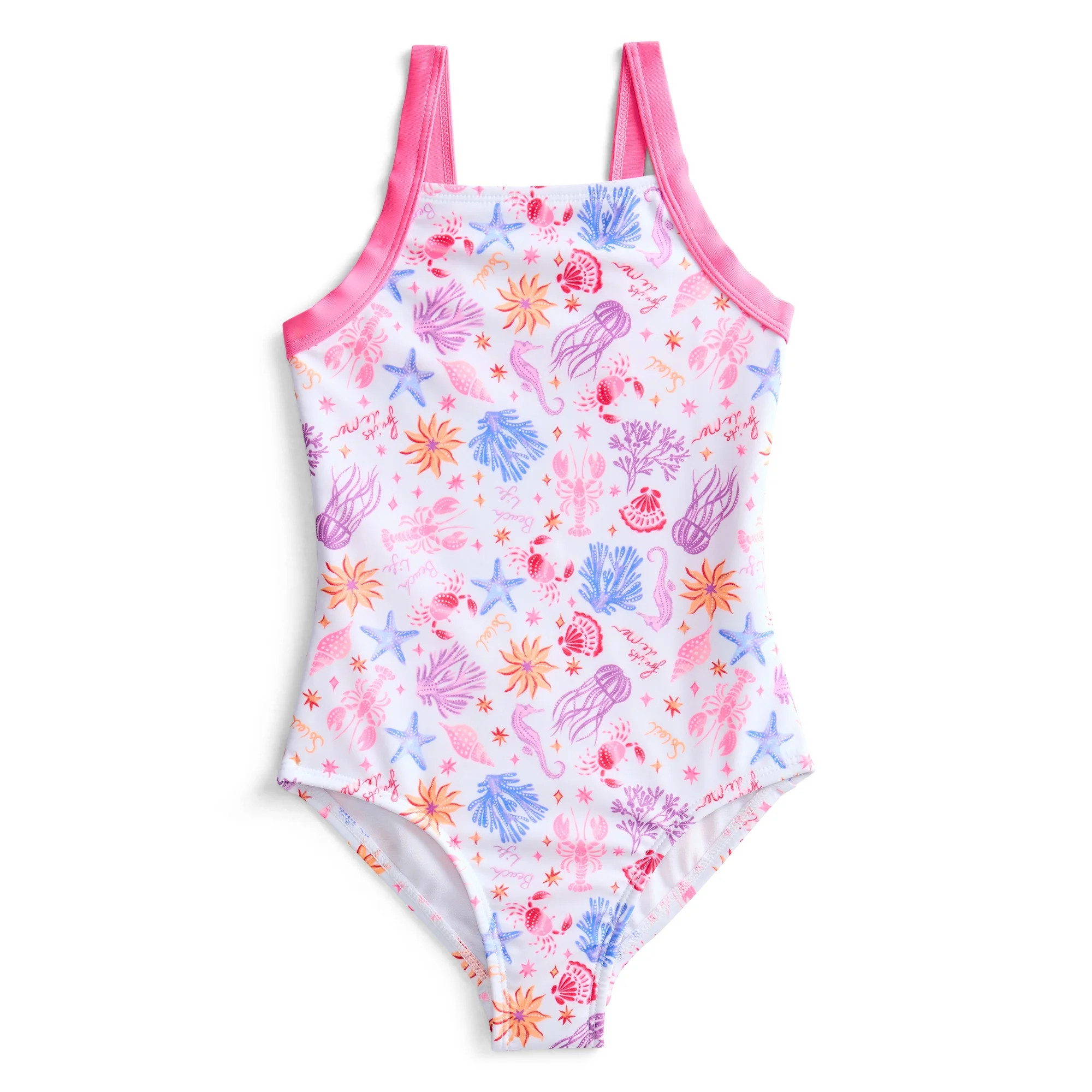 Wonder Nation Girls One Piece Swimsuit with UPF 50+, Sizes 4-18 & Plus | Walmart (US)