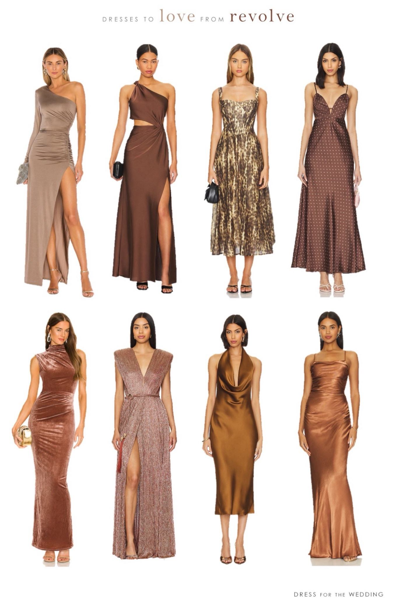 brown wedding guest dress revolve Brown Dress