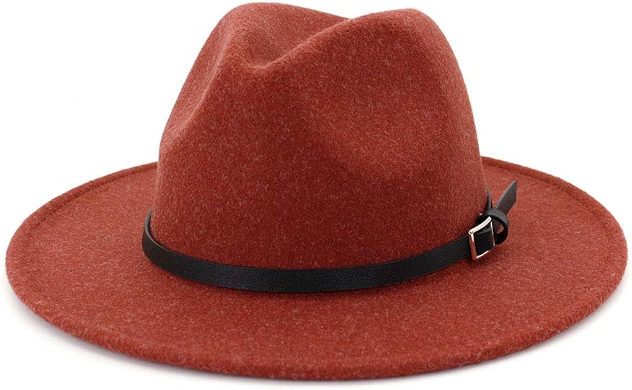 Lisianthus Womens Classic Wool Fedora with Belt Buckle Wide Brim Panama Hat | Amazon (US)