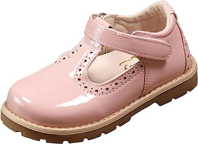 DADAWEN Girl's T-Strap School Uniform Dress Shoe Mary Jane Princess Flat | Amazon (US)