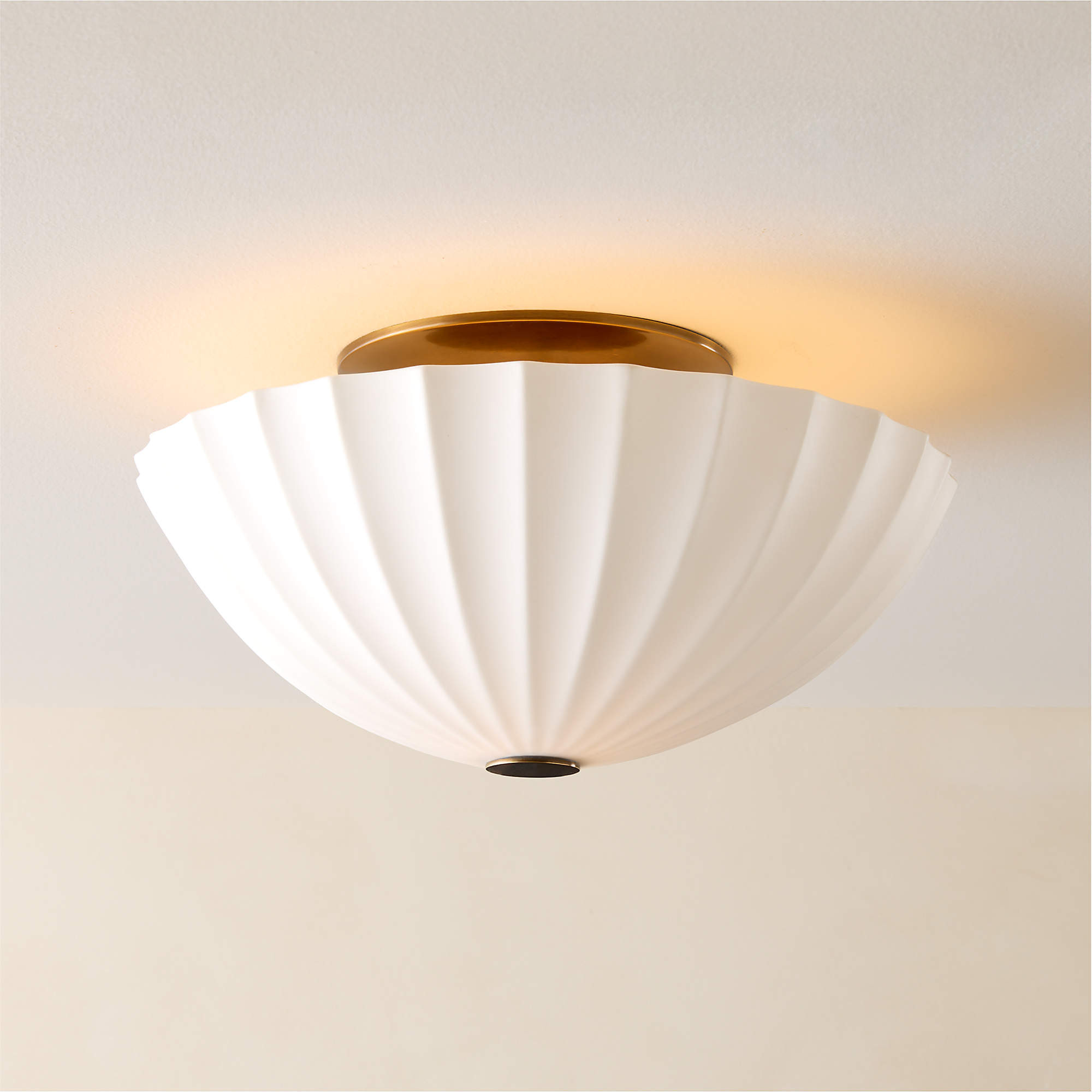 Jeanne Fluted White Porcelain Flush Mount Light | CB2 | CB2