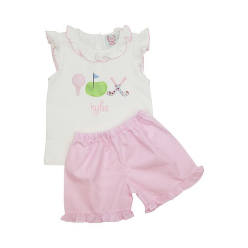 Pink Gingham Golf Short Set | Cecil and Lou