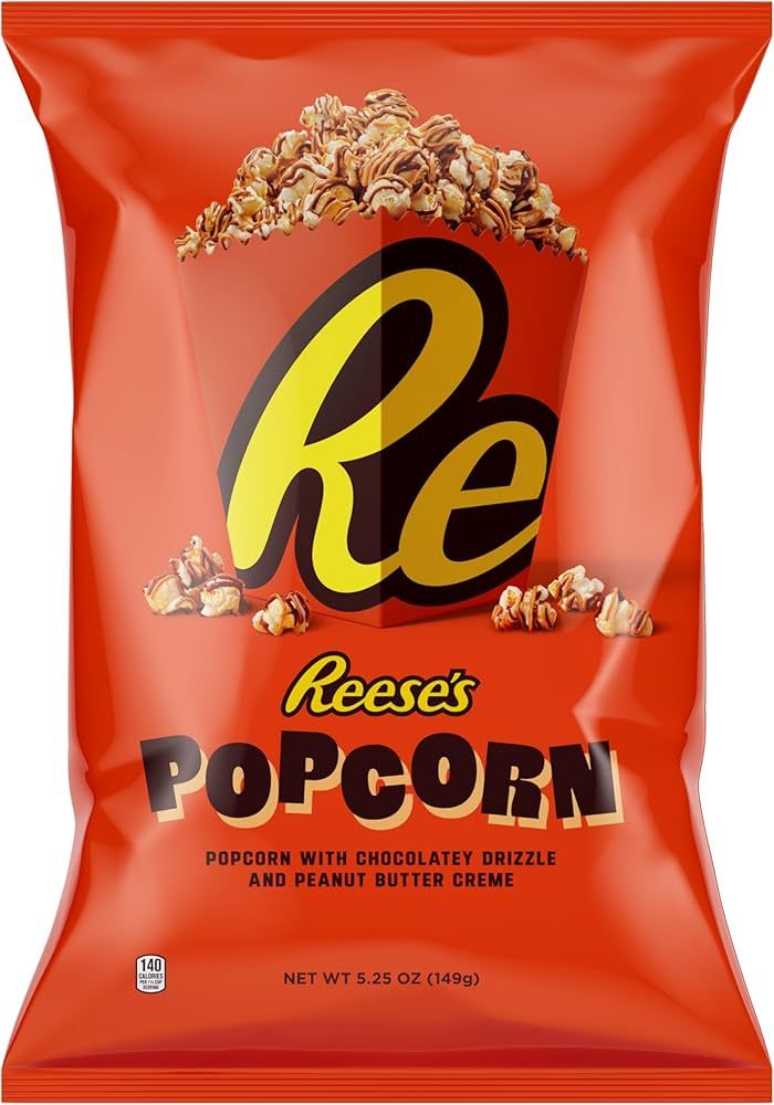 Reese's Popcorn, 5.25oz Grocery Sized Bag, Popcorn Drizzled in Reese's Peanut Butter and Chocolat... | Amazon (US)