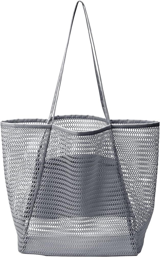 Jereture Mesh Beach Tote Womens Shoulder Handbag, Women Foldable MAX 23L Casual Tote Bag Hobo Bag Fo | Amazon (US)