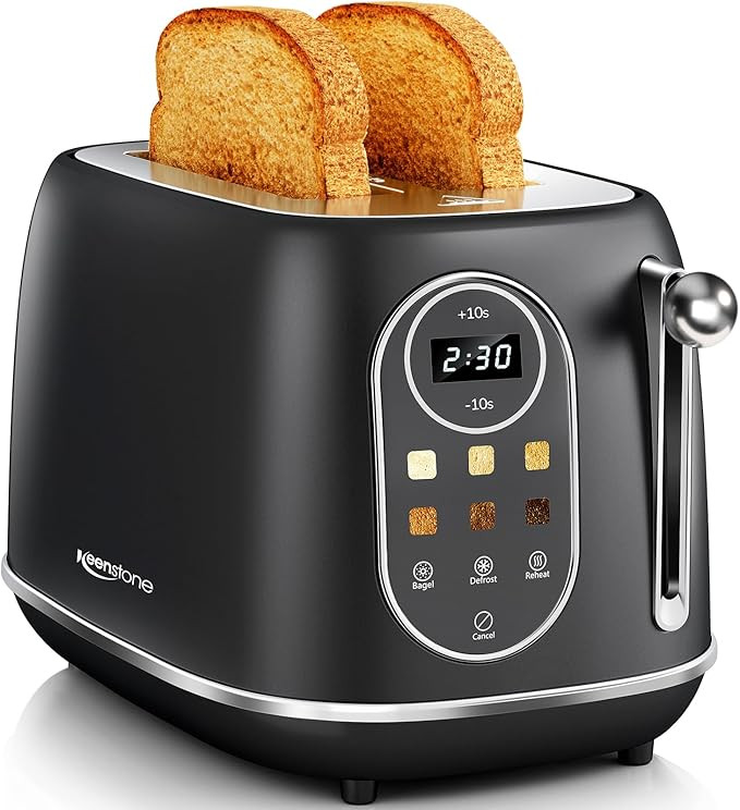 Keenstone Smart Touch Screen Toaster 2 Slice, Retro Wide Slot Stainless Steel Toaster with 6 Brow... | Amazon (US)