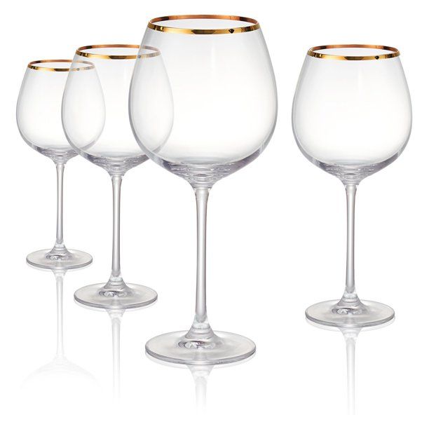 Artland Gold Band Burgundy Wine Glasses - Set of 4 - Walmart.com | Walmart (US)