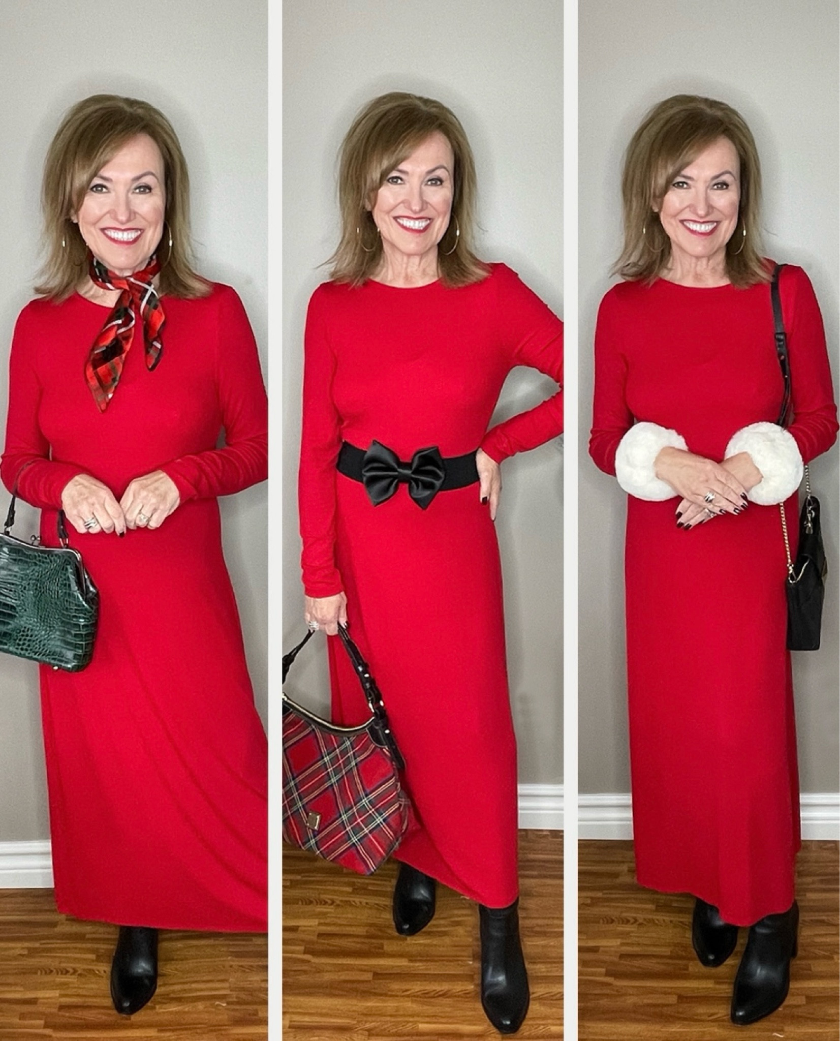 One simple red dress, three ways to make it a holiday dress in an affordable way. 

It seems that we’re always on the lookout for a new holiday look - you want to be able to feel which year it is in the photos, right? 

Taking a basic red dress that you can wear all year long and adding som holiday accessories is a quick and easy way to give you multiple holiday looks! 

#LTKStyleTip #LTKHoliday #LTKSeasonal