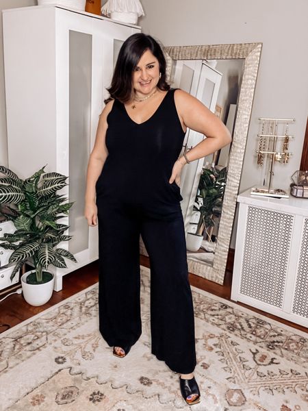 The black jumpsuit of my dreams! So comfortable and stunning! Wearing an L! 

Romper style, curvy style, midsize style 

#LTKcurves #LTKFind