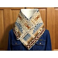 Wool Cowl Neckwarmer Scarf Unisex - Sherpa Lined Shonto Wheatlands Tan Large 36 X 8 Handcrafted Pend | Etsy (US)