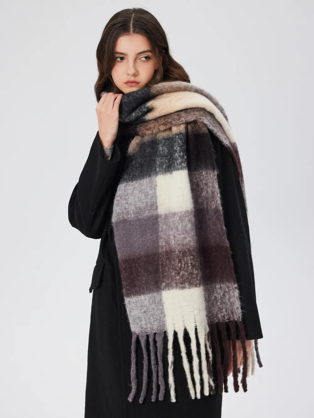 PLAID TASSEL SCARF For Daily Casual Date | Cider