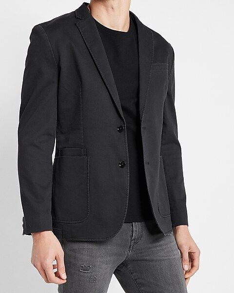 Slim Solid Black Cotton Hyper Stretch Suit Jacket | Express