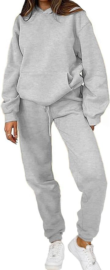 PAODIKUAI Women 2 Piece Outfits Hoodie Sweatsuits Set Sweatpants Long Sleeve Sweatshirt Matching ... | Amazon (US)