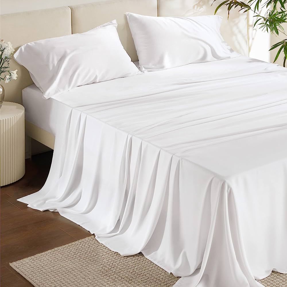 Bedsure Cooling Sheets Set, Rayon Made from Bamboo, King Size Sheets, Deep Pocket Up to 16", Hote... | Amazon (US)