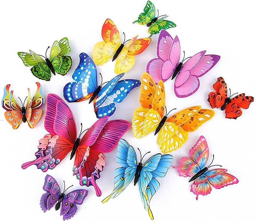 OPSEAM Butterfly Wall Decor 24/48 PCS, 3D Butterflies Stickers for Party Decorations with Magnets... | Amazon (US)