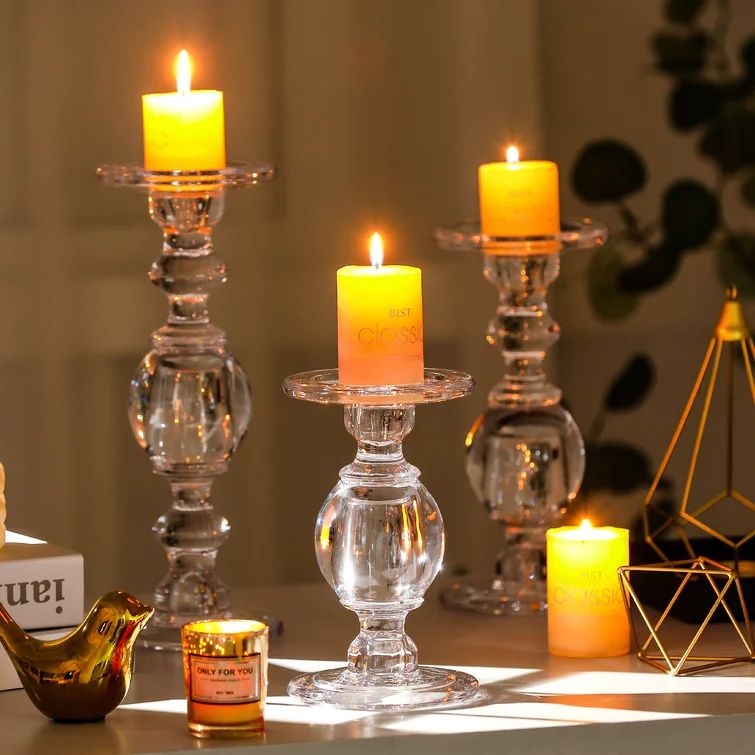 3 Piece Glass Tabletop Candlesticks Set | Wayfair North America