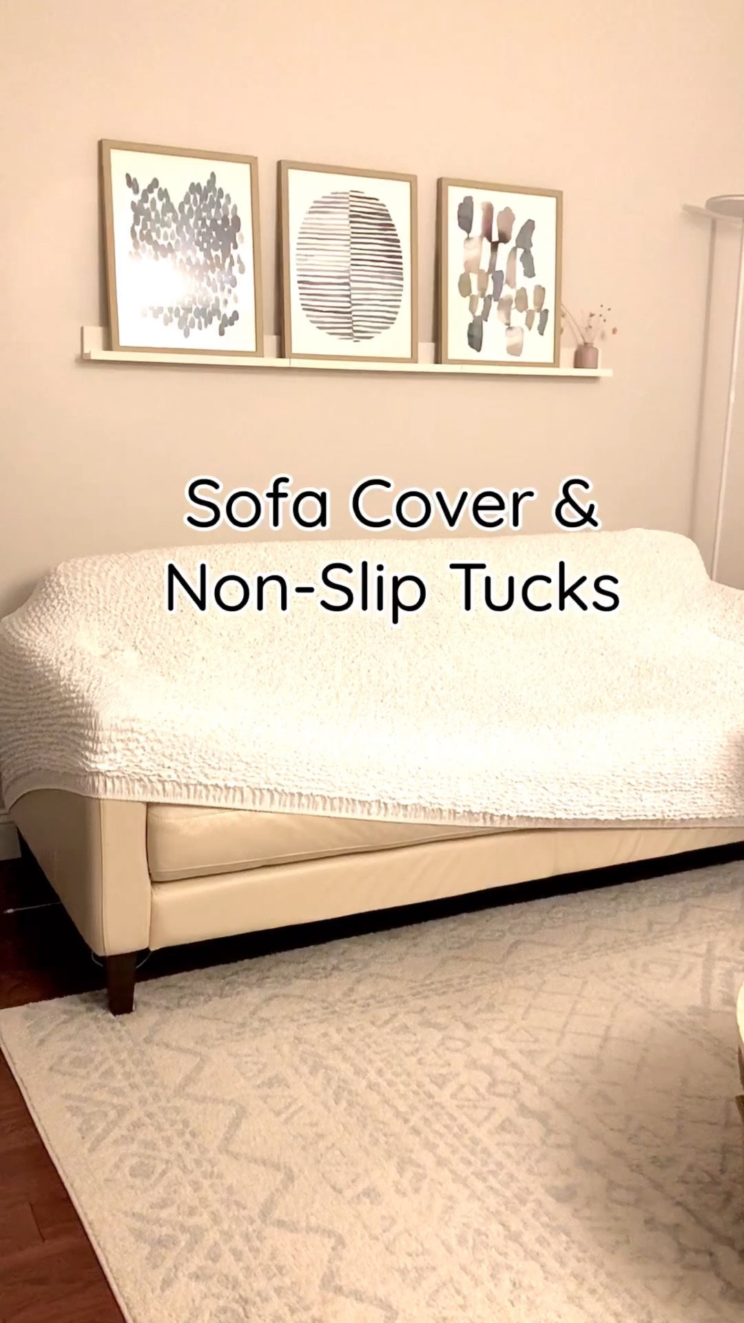 I am using the white sofa cover on the 86-120" size since this is a large sofa. It's a true white color and the fabric has washed well dried on low heat. I've had the covers since November 2024. I actually got a second cover in the smaller size to refresh our living room since our off-white leather sofas (sofa and loveseat) are old from Macy's 2011/2012. 

The sofa covers come in many colors and they include small cardboard tucks. I also bought separate non-slip tucks that work well for our sofa as long as you tuck them deep into the seat.

#LTKHome