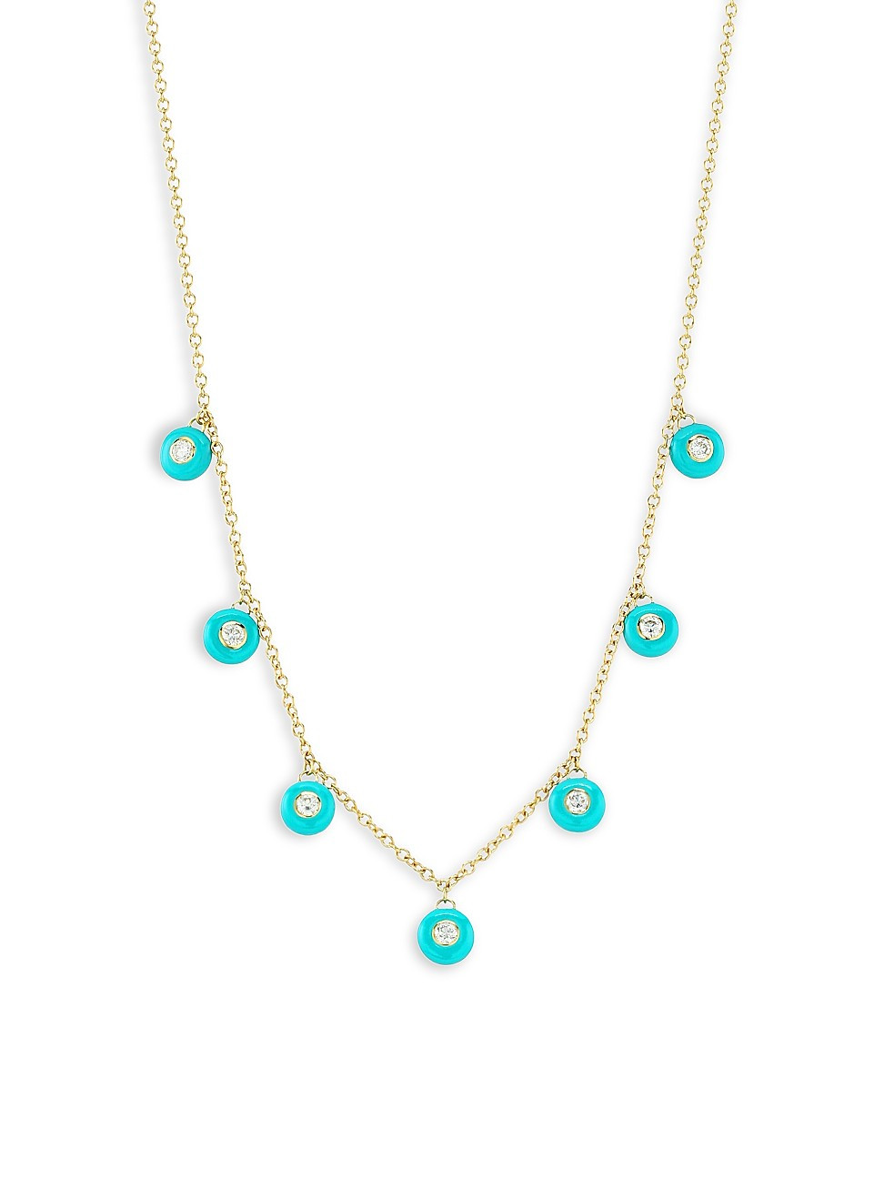 Women's Stardust Carnevale 18K Yellow Gold, Turquoise Ceramic & Diamond Charm Necklace - Turquoise - | Saks Fifth Avenue
