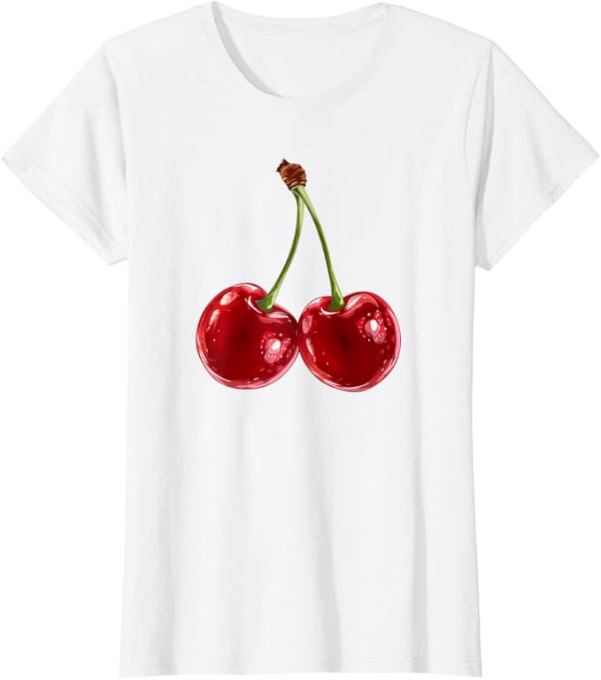 Cherry Red Aesthetic Cherries Trendy Summer Women T-Shirt | Amazon (US)