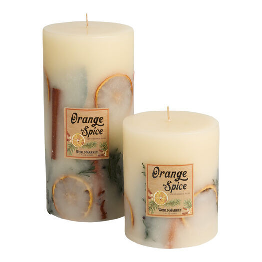 Orange Spice Botanical Inclusion Scented Pillar Candle by World Market | World Market