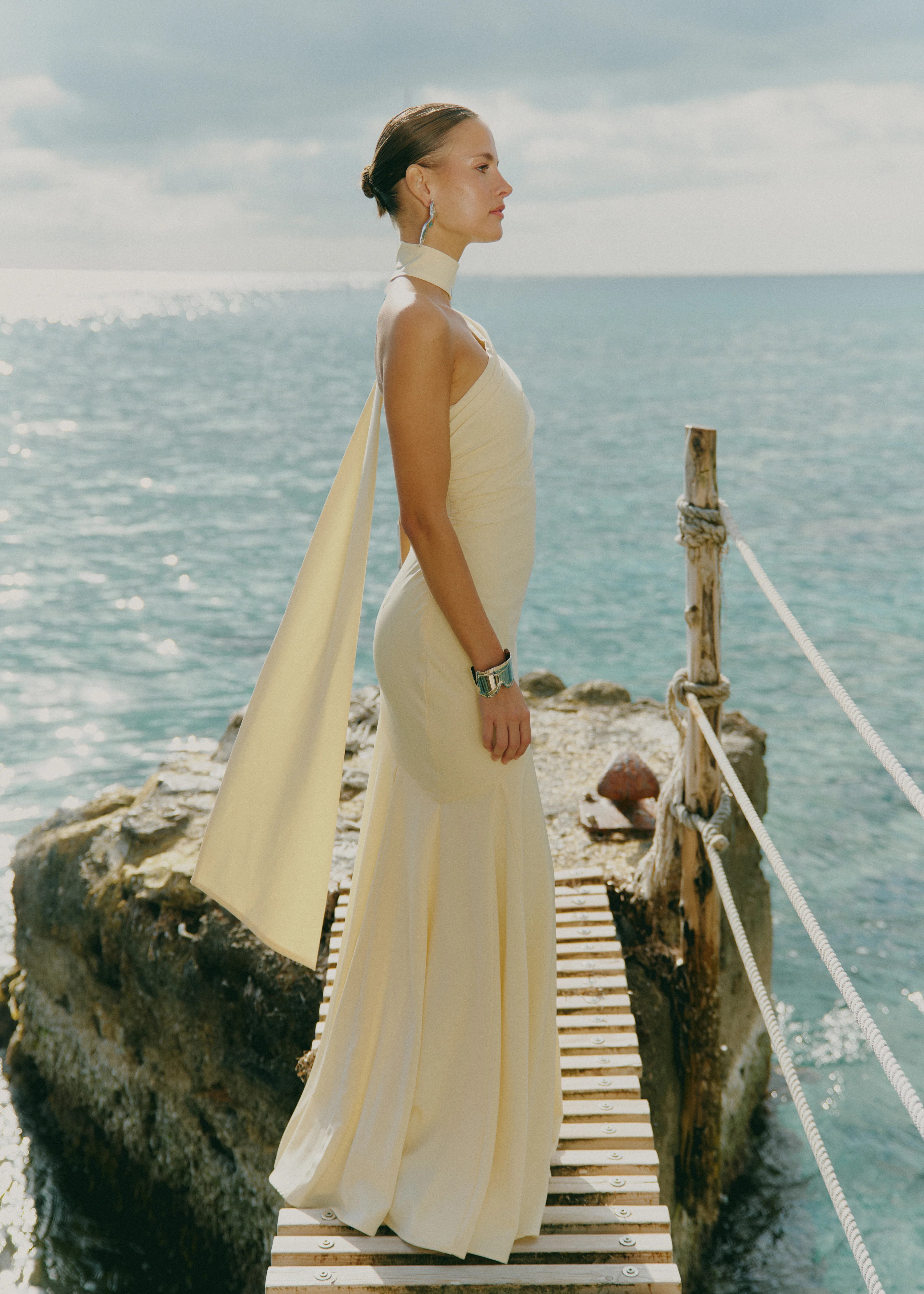 Porto One Shoulder Godet Maxi Dress - Lemon | Pretty Lavish (UK)