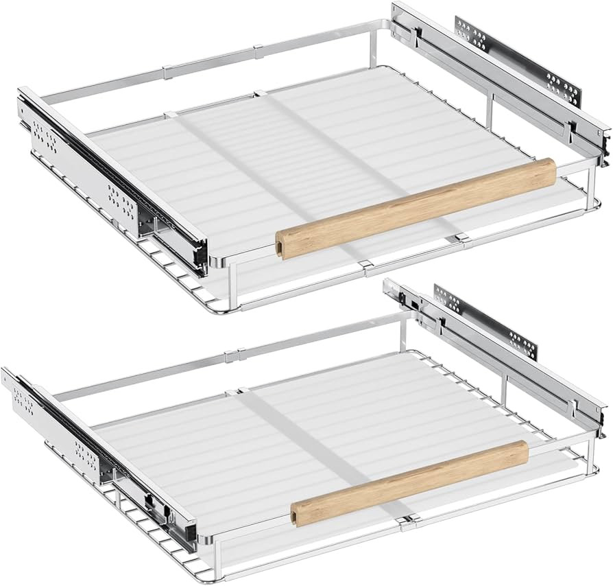 Roll-Out Extendable Sliding Basket Pull-Out Cabinet Organizer Slide Out Pantry Shelves Cabinet Sh... | Amazon (US)