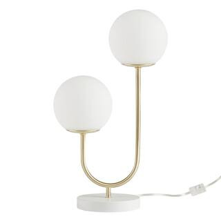 Zusa 20 in. Gold/White Table Lamp | The Home Depot