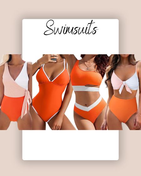 Orange swimsuit, orange and white swimwear, bikini, one piece swimsuit 

#LTKFindsUnder50 #LTKSeasonal #LTKSwim