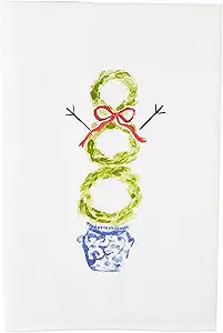 Mud Pie Christmas Topiary Towel, Snowman, 26" x 16 1/2" | Amazon (US)