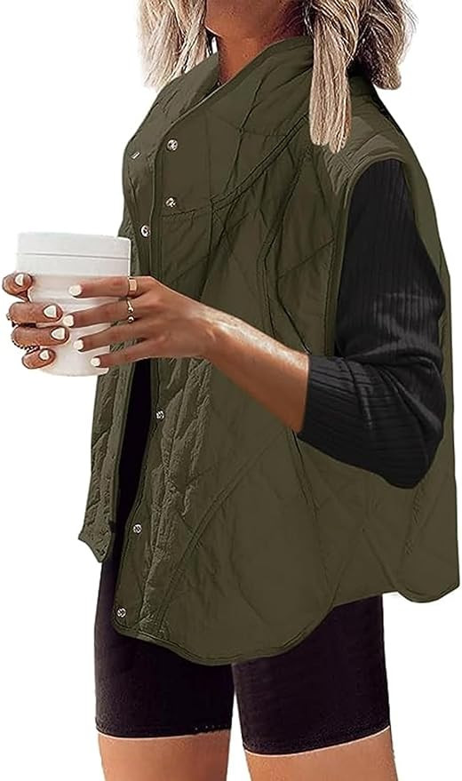 ROJZR Womens Lightweight Quilted Puffer Vest Button Clousure Stand Collar Sleeveless Padded Gilet... | Amazon (US)