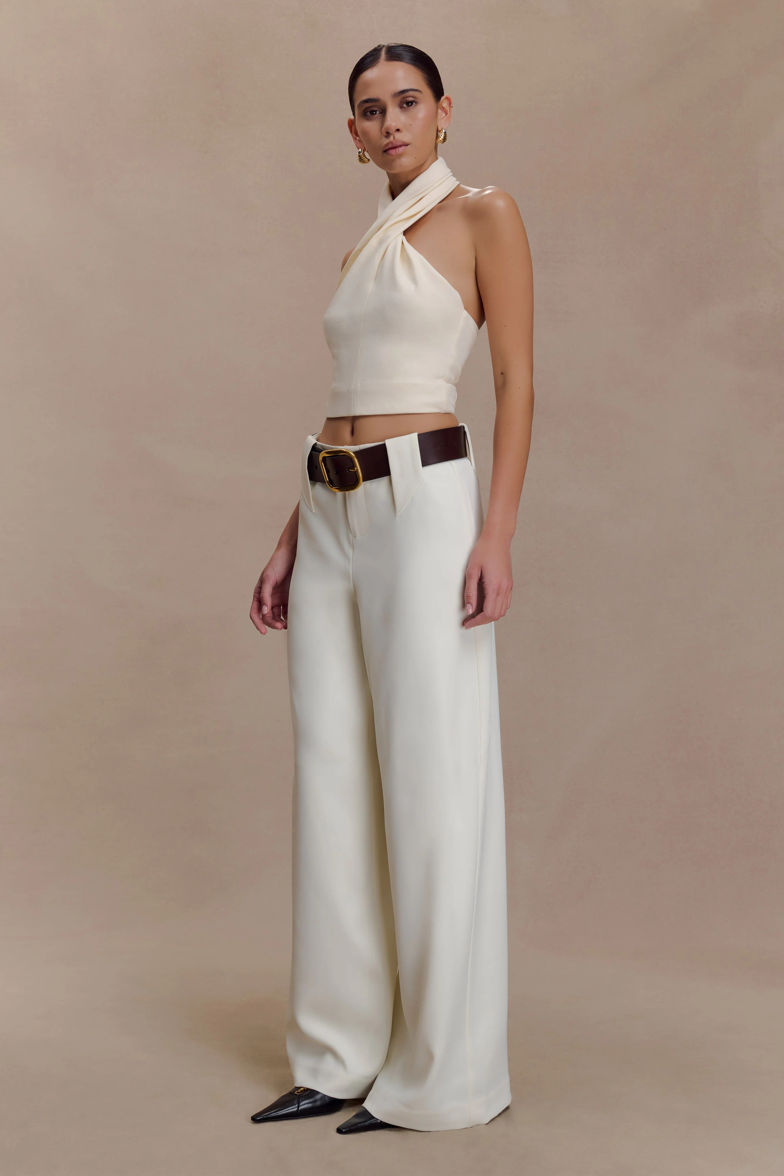 Arlo Wide Leg Suiting Trouser - Ivory | Meshki (APAC)