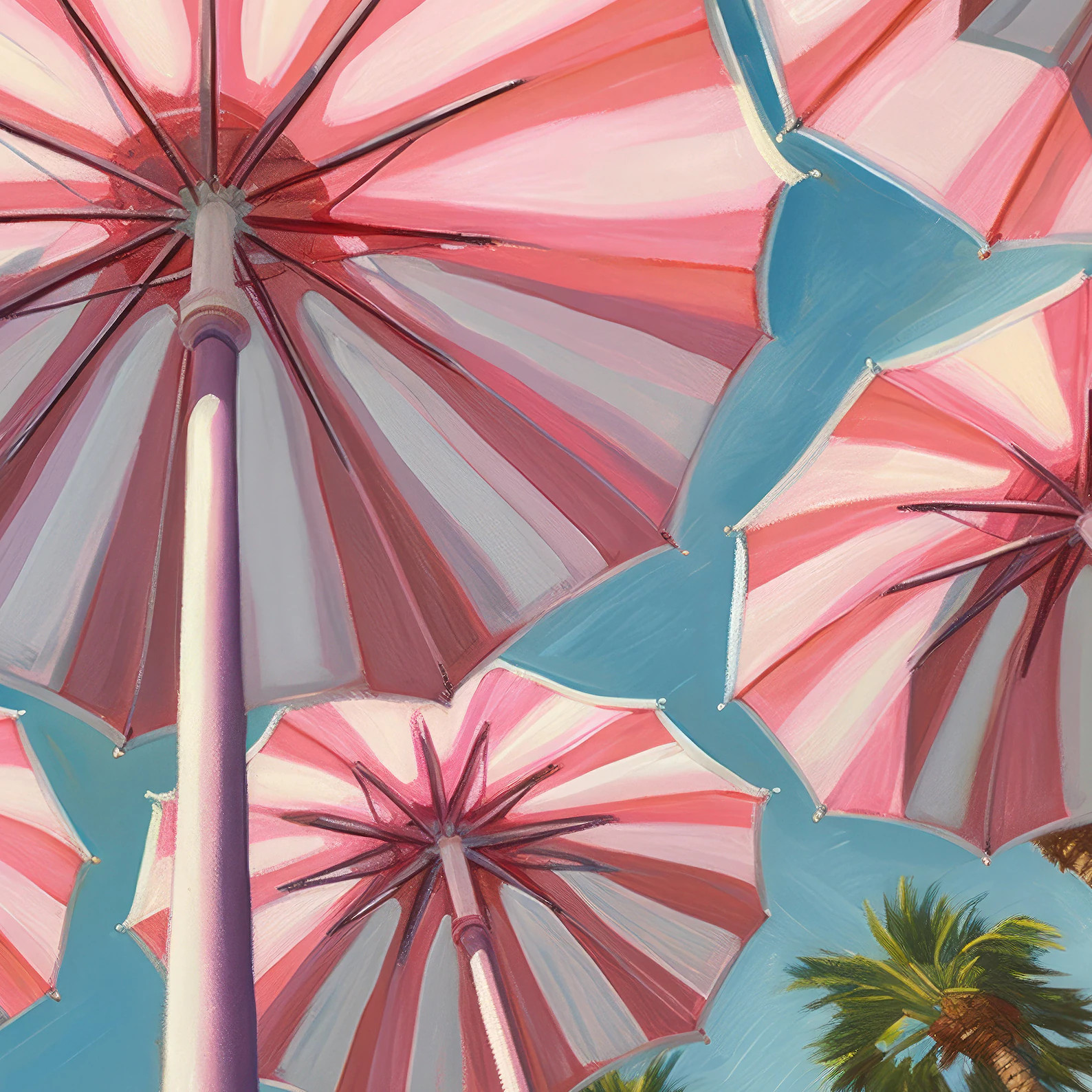 Retro Pink Print Maximalist Beach Umbrella Painting Pink - Etsy | Etsy (US)