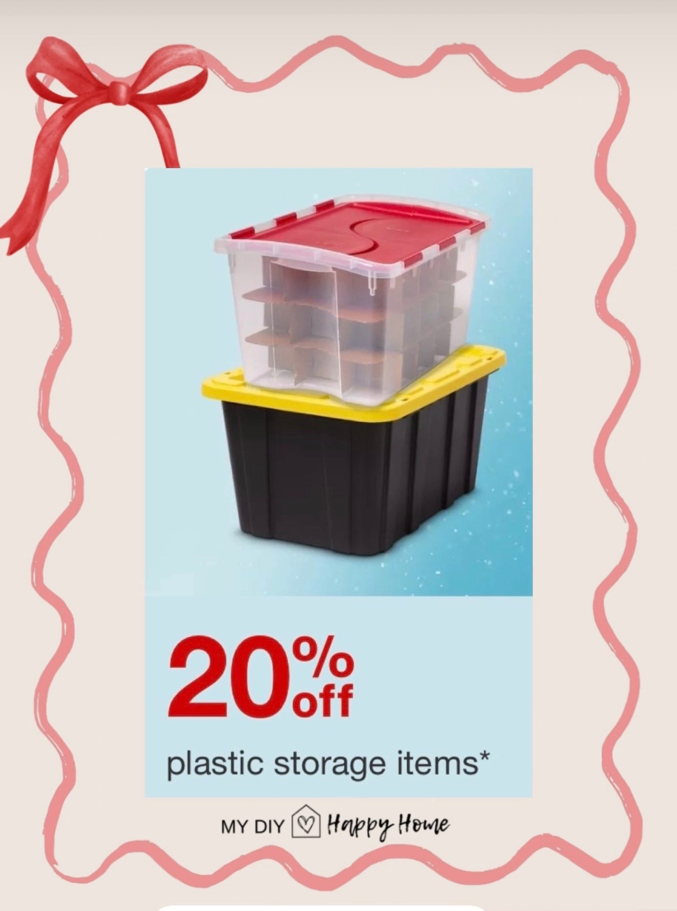 Get organized for 2026….
I use these plastic bins to store and organize so much- including my Christmas decor. 

My TIP: organize items by room/space for next year- and then you can quickly put things up one area at a time and it’s all organized  

#LTKHoliday #LTKSaleAlert #LTKSeasonal