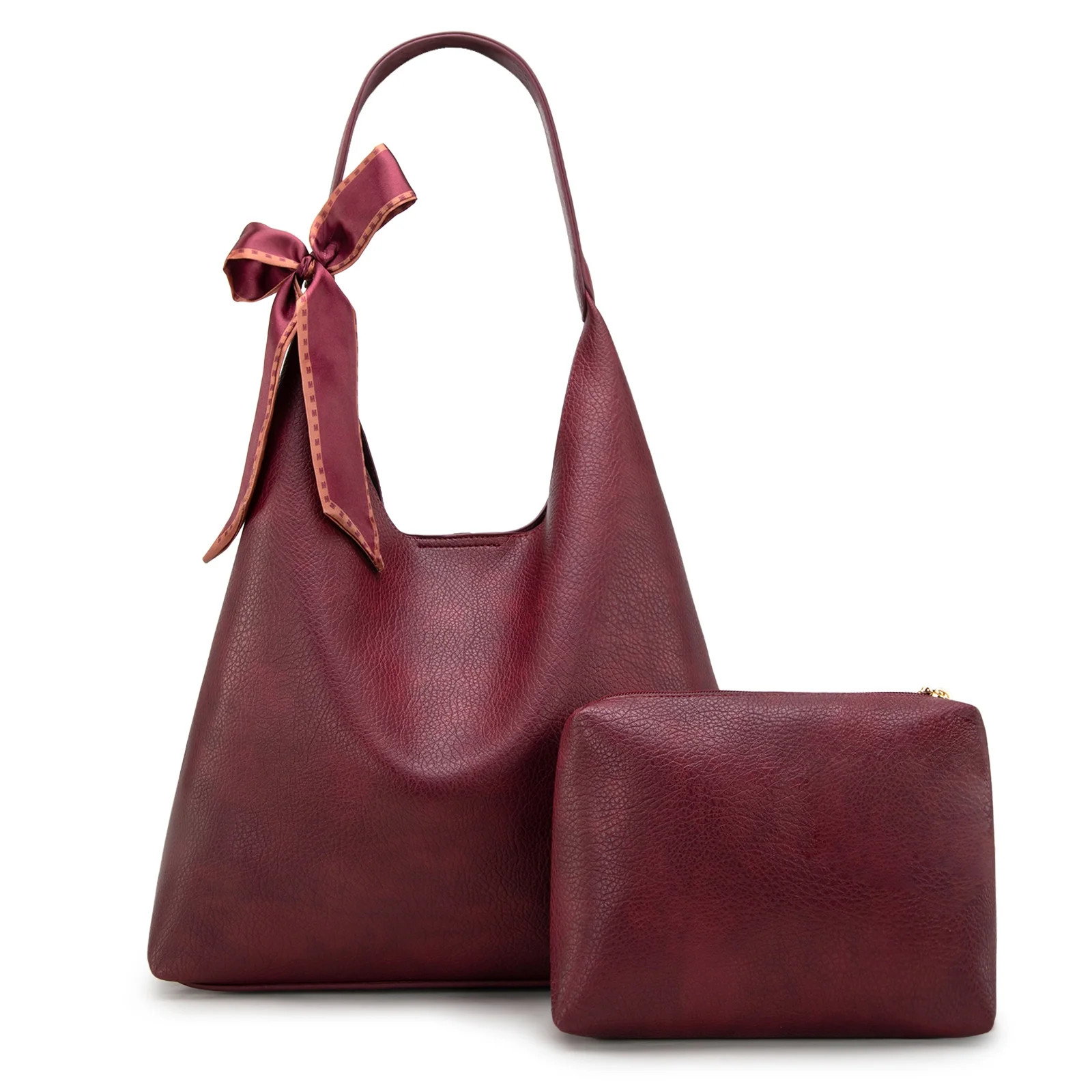 Montana West Slouchy Hobo Bag for Women Shoulder Purses and Handbags with Scarf, Burgundy | Walmart (US)
