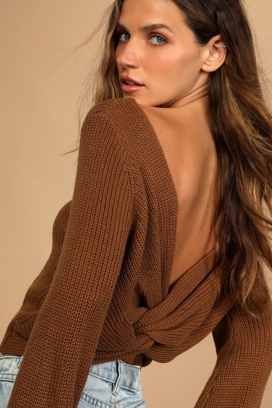 Let's Get Away Brown Knit Twist Back Sweater | Lulus (US)