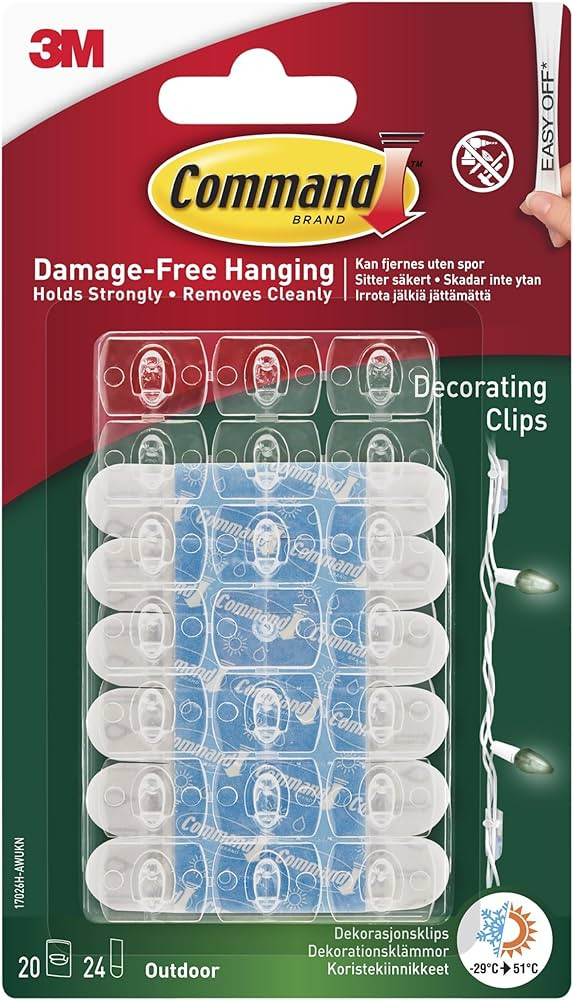 Command Decorating Clips, Pack of 20 Mini Hooks and 24 Small Adhesive Strips | Amazon (US)